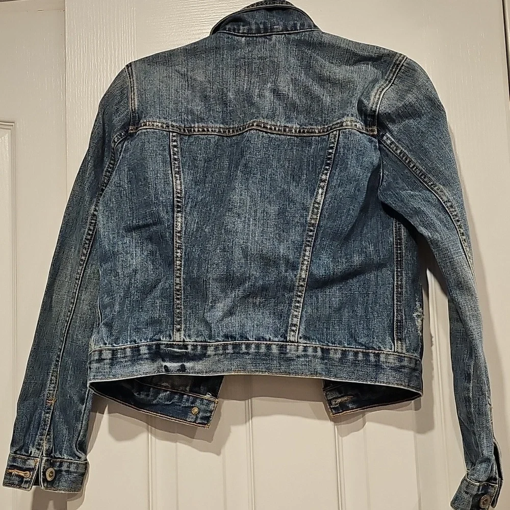 Hollister Distressed Blue Denim Jacket - Picture 7 of 9